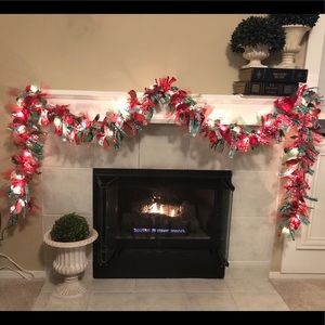 Green and Red Christmas handmade garland 12’